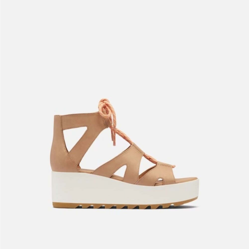 Sorel | Cameron Flatform Lace Wedge Sandal | Gladiator | Beige | Women's 9